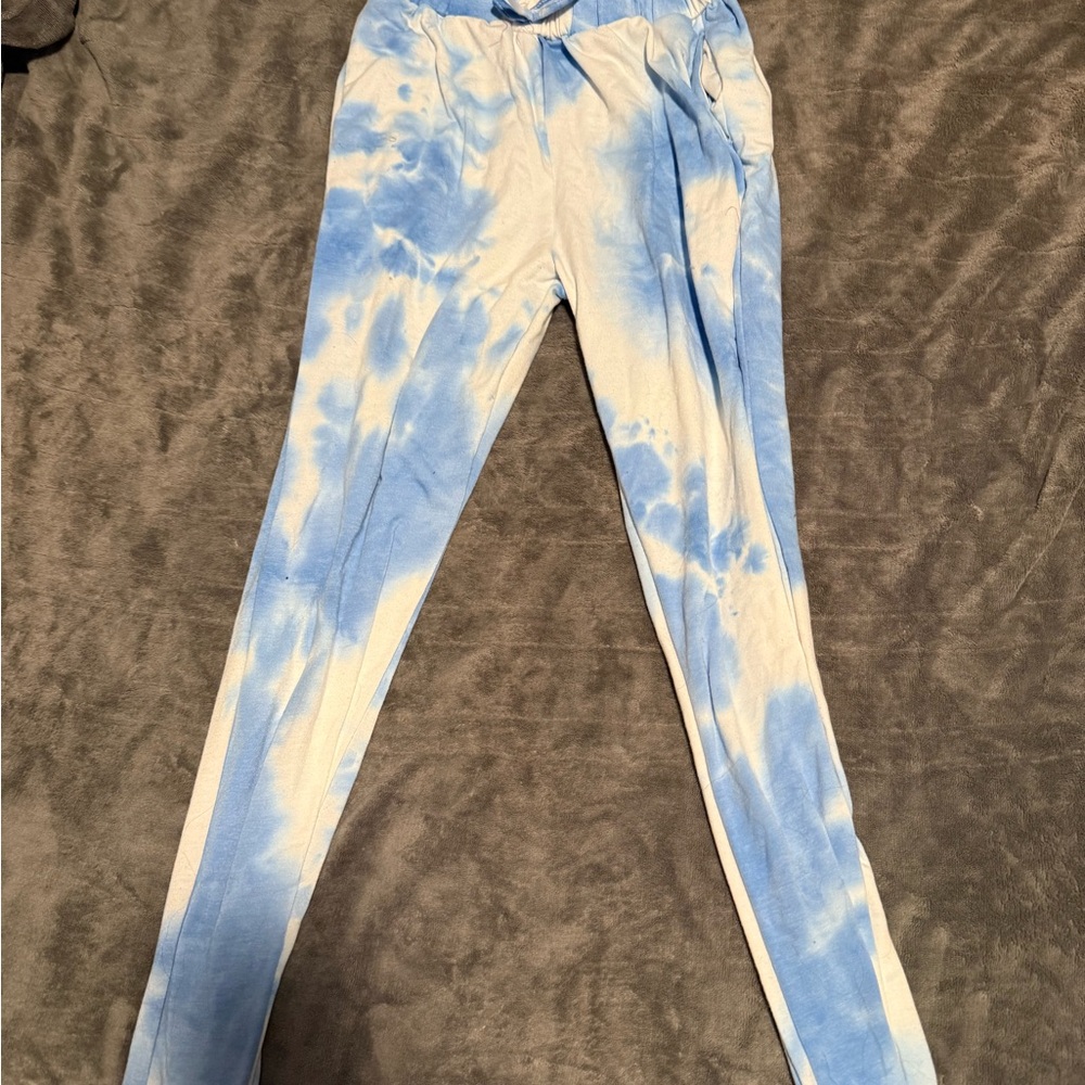 SHEIN Blue and White Tie-Dye Joggers